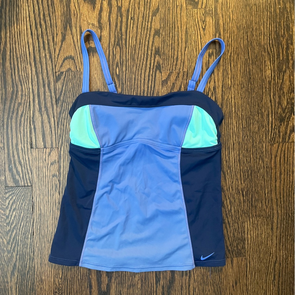 Nike Women's Blue and Green Swim Top